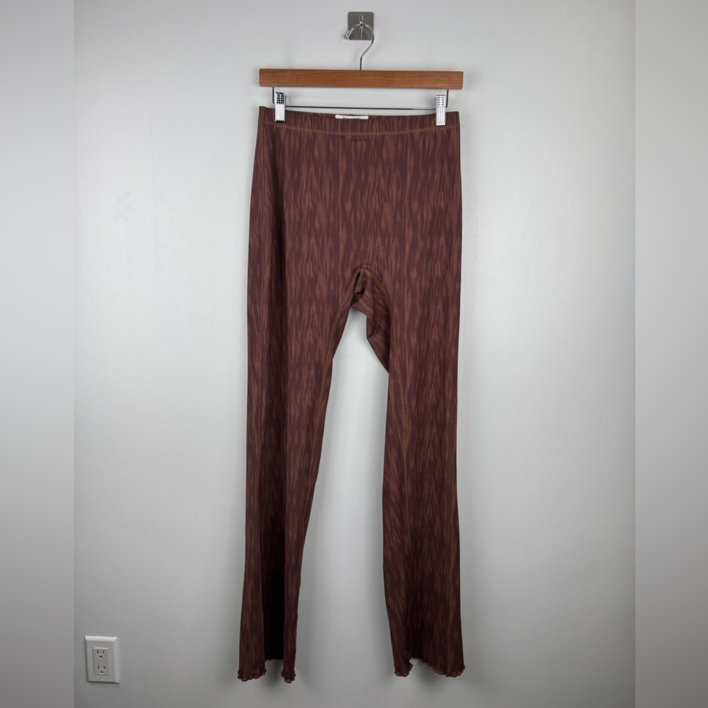 House Of‎ CB Women Erin Chocolate Print Mesh Flared Trouser Size Small